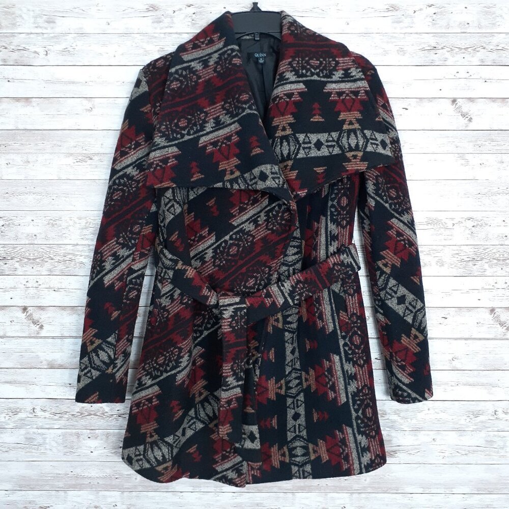 Quinn Womens Coat Small Southwest Belted Pockets CL